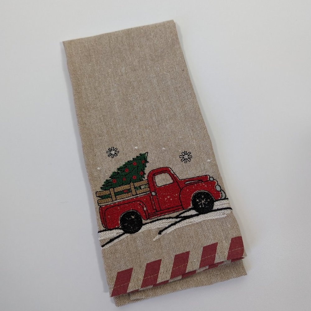 NWOT Decorative Vintage Truck Christmas Tree Kitchen Towel
